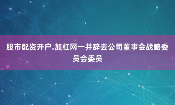 股市配资开户.加杠网一并辞去公司董事会战略委员会委员